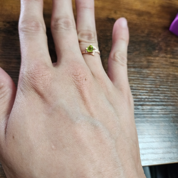 14k Rose Gold Heart Peridot Ring US Size 7 Made in USA Solid Gold Genuine Gem - Picture 13 of 14